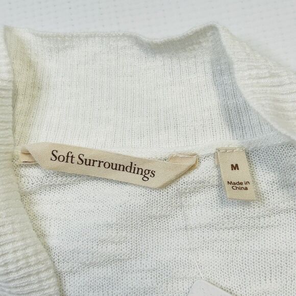 Soft Surroundings Playa Bonita Cardigan Women Med Ivory Sweater Open Front 2DF38 - Picture 5 of 12